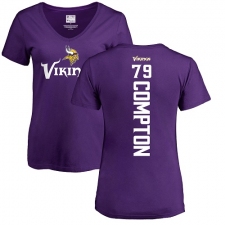 NFL Women's Nike Minnesota Vikings #79 Tom Compton Purple Backer Slim Fit T-Shirt