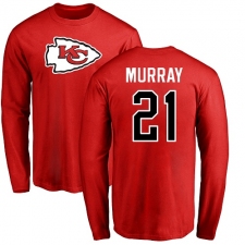 NFL Nike Kansas City Chiefs #21 Eric Murray Red Name & Number Logo Long Sleeve T-Shirt