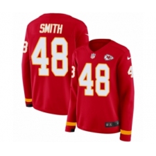 Women's Nike Kansas City Chiefs #48 Terrance Smith Limited Red Therma Long Sleeve NFL Jersey