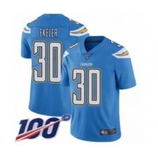 Men's Los Angeles Chargers #30 Austin Ekeler Electric Blue Alternate Vapor Untouchable Limited Player 100th Season Football Jersey
