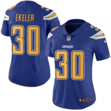 Women's Nike Los Angeles Chargers #30 Austin Ekeler Limited Electric Blue Rush Vapor Untouchable NFL Jersey