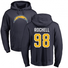 NFL Nike Los Angeles Chargers #98 Isaac Rochell Navy Blue Name & Number Logo Pullover Hoodie