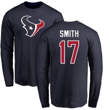 NFL Nike Houston Texans #17 Vyncint Smith Navy Blue Name & Number Logo Long Sleeve T-Shirt