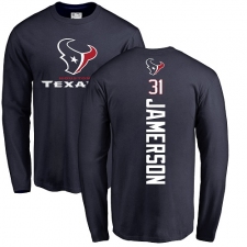 NFL Nike Houston Texans #31 Natrell Jamerson Navy Blue Backer Long Sleeve T-Shirt