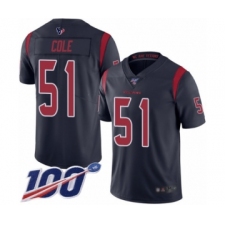 Men's Houston Texans #51 Dylan Cole Limited Navy Blue Rush Vapor Untouchable 100th Season Football Jersey