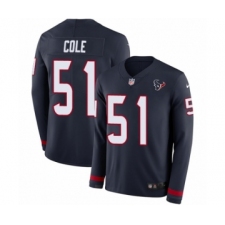 Men's Nike Houston Texans #51 Dylan Cole Limited Navy Blue Therma Long Sleeve NFL Jersey