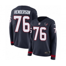 Women's Nike Houston Texans #76 Seantrel Henderson Limited Navy Blue Therma Long Sleeve NFL Jersey