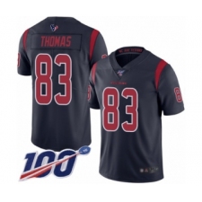 Men's Houston Texans #83 Jordan Thomas Limited Navy Blue Rush Vapor Untouchable 100th Season Football Jersey