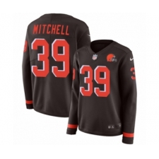 Women's Nike Cleveland Browns #39 Terrance Mitchell Limited Brown Therma Long Sleeve NFL Jersey