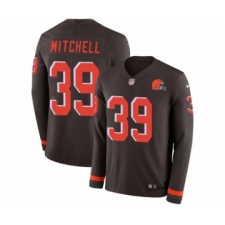 Youth Nike Cleveland Browns #39 Terrance Mitchell Limited Brown Therma Long Sleeve NFL Jersey