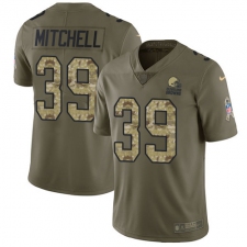 Youth Nike Cleveland Browns #39 Terrance Mitchell Limited Olive Camo 2017 Salute to Service NFL Jersey