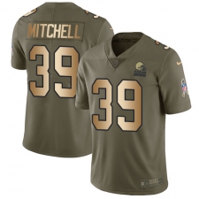 Youth Nike Cleveland Browns #39 Terrance Mitchell Limited Olive Gold 2017 Salute to Service NFL Jersey