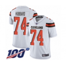 Men's Cleveland Browns #74 Chris Hubbard White Vapor Untouchable Limited Player 100th Season Football Jersey