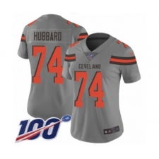 Women's Cleveland Browns #74 Chris Hubbard Limited Gray Inverted Legend 100th Season Football Jersey
