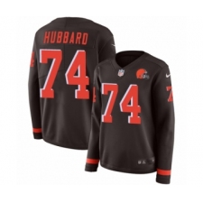 Women's Nike Cleveland Browns #74 Chris Hubbard Limited Brown Therma Long Sleeve NFL Jersey