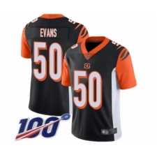 Men's Cincinnati Bengals #50 Jordan Evans Black Team Color Vapor Untouchable Limited Player 100th Season Football Jersey