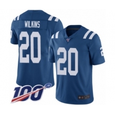 Men's Indianapolis Colts #20 Jordan Wilkins Royal Blue Team Color Vapor Untouchable Limited Player 100th Season Football Jersey