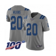 Youth Indianapolis Colts #20 Jordan Wilkins Limited Gray Inverted Legend 100th Season Football Jersey