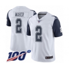 Men's Dallas Cowboys #2 Brett Maher Limited White Rush Vapor Untouchable 100th Season Football Jersey