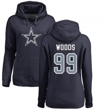 NFL Women's Nike Dallas Cowboys #99 Antwaun Woods Navy Blue Name & Number Logo Pullover Hoodie