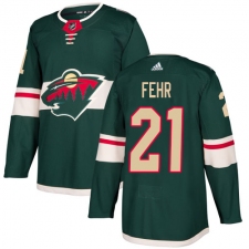 Men's Adidas Minnesota Wild #21 Eric Fehr Authentic Green Home NHL Jersey