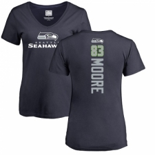 NFL Women's Nike Seattle Seahawks #83 David Moore Navy Blue Backer T-Shirt