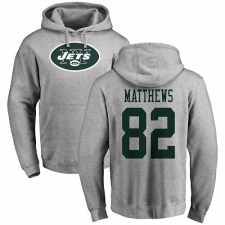 NFL Nike New York Jets #82 Rishard Matthews Ash Name & Number Logo Pullover Hoodie