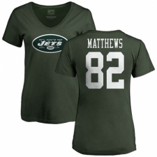 NFL Women's Nike New York Jets #82 Rishard Matthews Green Name & Number Logo T-Shirt