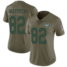 Women's Nike New York Jets #82 Rishard Matthews Limited Olive 2017 Salute to Service NFL Jersey