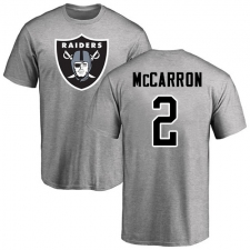 NFL Nike Oakland Raiders #2 AJ McCarron Ash Name & Number Logo T-Shirt