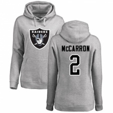 NFL Women's Nike Oakland Raiders #2 AJ McCarron Ash Name & Number Logo Pullover Hoodie