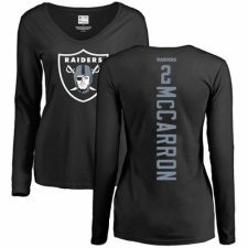 NFL Women's Nike Oakland Raiders #2 AJ McCarron Black Backer Long Sleeve T-Shirt