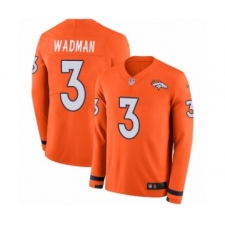 Men's Nike Denver Broncos #3 Colby Wadman Limited Orange Therma Long Sleeve NFL Jersey