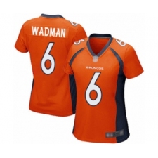 Women's Denver Broncos #6 Colby Wadman Game Orange Team Color Football Jersey
