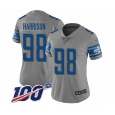 Women's Detroit Lions #98 Damon Harrison Limited Gray Inverted Legend 100th Season Football Jersey