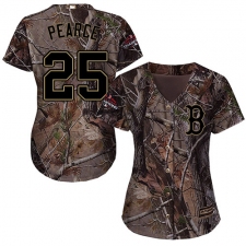 Women's Majestic Boston Red Sox #25 Steve Pearce Authentic Camo Realtree Collection Flex Base 2018 World Series Champions MLB Jersey