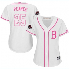 Women's Majestic Boston Red Sox #25 Steve Pearce Authentic White Fashion 2018 World Series Champions MLB Jersey