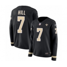 Women's Nike New Orleans Saints #7 Taysom Hill Limited Black Therma Long Sleeve NFL Jersey