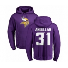NFL Nike Minnesota Vikings #31 Ameer Abdullah Purple Name & Number Logo Pullover Hoodi