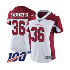 Women's Arizona Cardinals #36 D.J. Swearinger SR White Vapor Untouchable Limited Player 100th Season Football Jersey