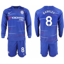 2018-19 Chelsea 8 BARKLEY Home Long Sleeve Soccer Jersey