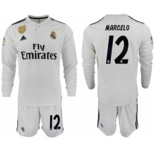 2018-19 Real Madrid 12 MAECELO Home Long Sleeve Soccer Jersey