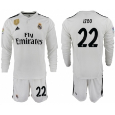 2018-19 Real Madrid 22 ISCO Home Long Sleeve Soccer Jersey