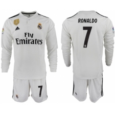 2018-19 Real Madrid 7 RONALDO Home Long Sleeve Soccer Jersey