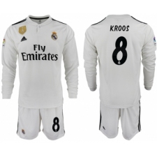 2018-19 Real Madrid 8 KROOS Home Long Sleeve Soccer Jersey