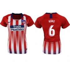 2018-19 Atletico Madrid 6 KOKE Home Women Soccer Jersey