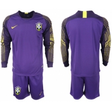 2018-19 Brazil Purple Goalkeeper Long Sleeve Soccer Jersey