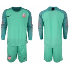 2018-19 USA Green Goalkeeper Long Sleeve Soccer Jersey