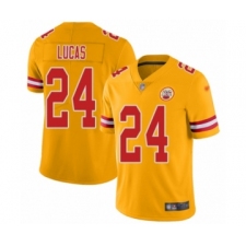 Men's Kansas City Chiefs #24 Jordan Lucas Limited Gold Inverted Legend Football Jersey