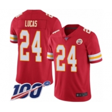 Men's Kansas City Chiefs #24 Jordan Lucas Red Team Color Vapor Untouchable Limited Player 100th Season Football Jersey